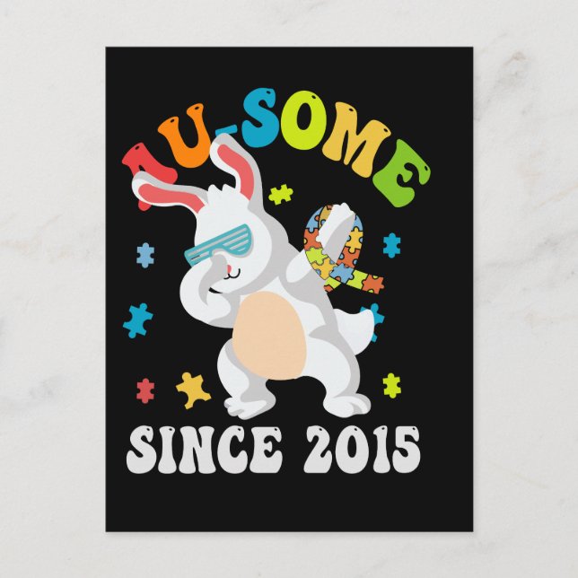 Funny Easter Dabbing Sonnige Autismus Bewusstsein  Ankündigungspostkarte (Vorderseite)