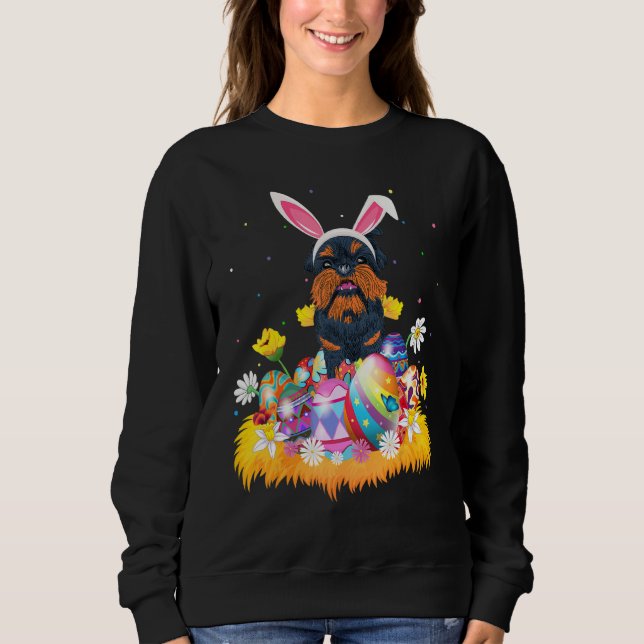 Funny Easter Egg Brussels Griffon Dog Oaster Sund Sweatshirt (Vorderseite)