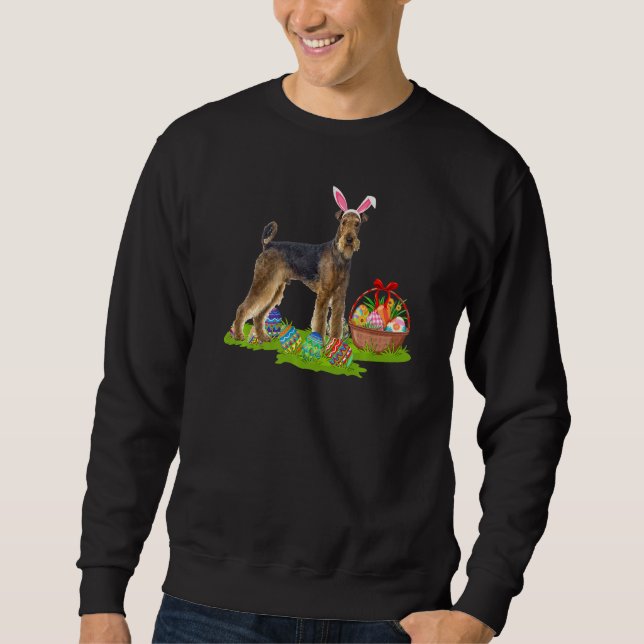 Funny Easter Egg Hunt Bunny Airedale Terrier Dog E Sweatshirt (Vorderseite)