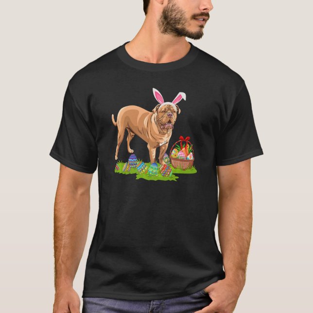 Funny Easter Egg Jagd Bunny Dogue De Bordeaux D T-Shirt (Vorderseite)