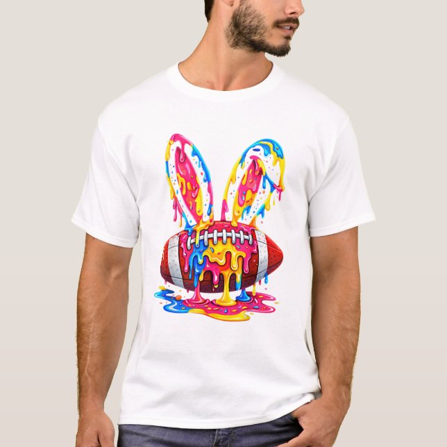 Funny Easter Football Bunny Ears Paint Drip Graphi T-Shirt (Vorderseite)