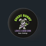 Funny Easter Pickleball Every Bunny Loves a Dink Button<br><div class="desc">Celebrate Easter 2026 on the court with this funny Pickleball Bunny design. Featuring a sporty rabbit with retro sweatbands and a paddle, it’s the perfect apparel for pickleball players, coaches, and fans who love a good dink. Great for spring tournaments, family matches, or festive gifts for athletes. This high-contrast vector...</div>