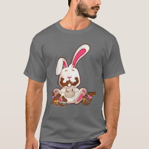 Funny Easter Rabbit Eating Chocolate Easter Bunnie T-Shirt