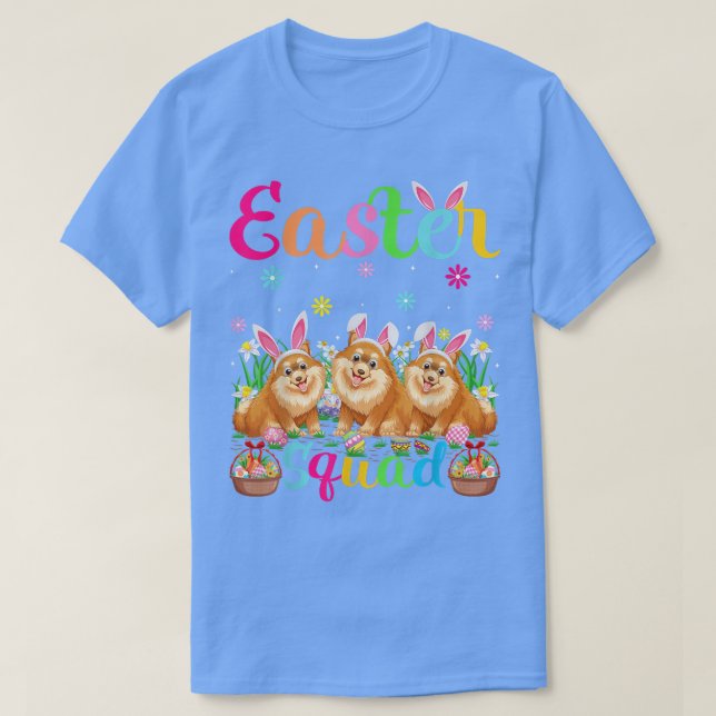 Funny Easter Squad Bunny Ohr Spitz Hund Happy T-Shirt (Design vorne)