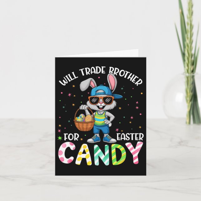 Funny Easter wird Brother gegen Candy Kids Boy tau Karte (Vorderseite)