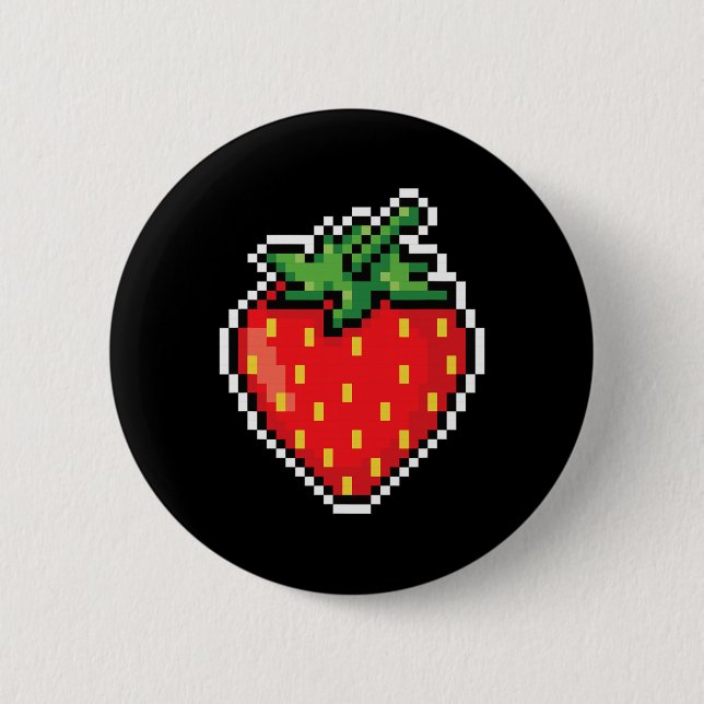 Funny Easy Halloween Costume Pixel Strawberry 80er Button (Vorderseite)
