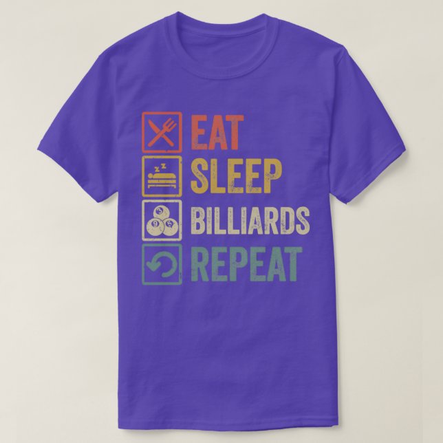 Funny eat Schlaf billliard wiederholen Retro Vinta T-Shirt (Design vorne)