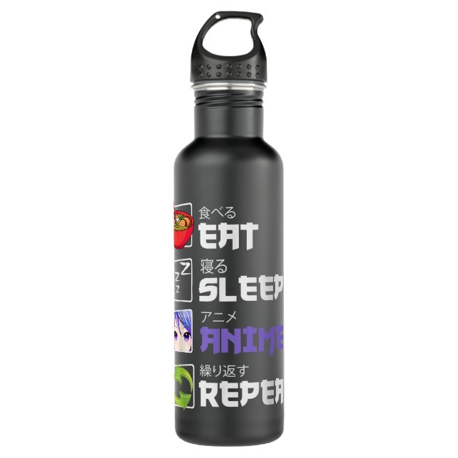 Funny  Eat Sleep Anime Repeat Anime Japan Manga Gi Edelstahlflasche (Vorderseite)