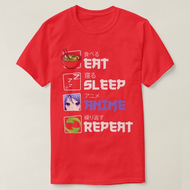 Funny  Eat Sleep Anime Repeat Anime Japan Manga Gi T-Shirt (Design vorne)