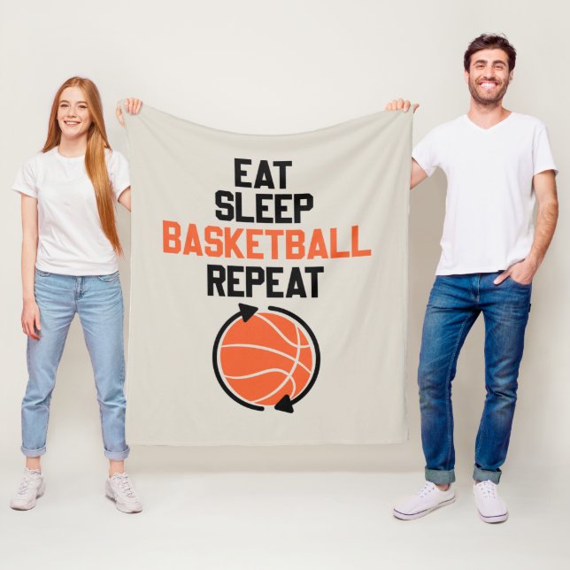 Funny eat sleep Basketball repeat word art  Fleecedecke (Beispiel)