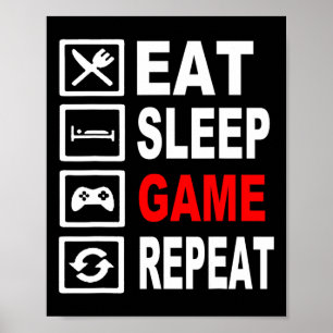 Funny Eat Sleep Game Wiederholung für Videospiele Poster
