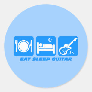 Funny eat sleep gitarre runder aufkleber