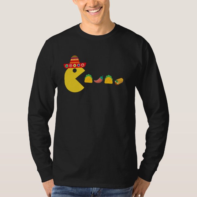 Funny Eating Taco Chili Food Cinco De Mayo Mexiko T-Shirt (Vorderseite)