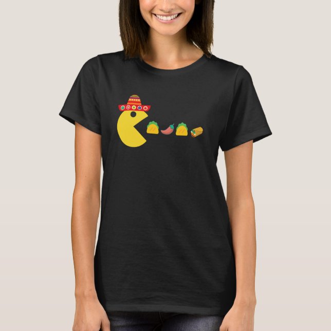 Funny Eating Taco Chili Food Cinco De Mayo Mexiko T-Shirt (Vorderseite)
