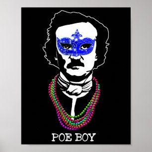 Funny Edgar Allan Poe Mardi Gras Mashup 1 Poster