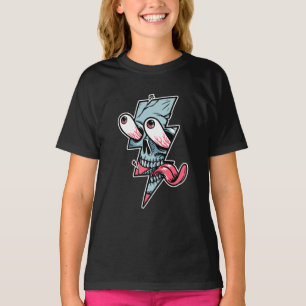 Funny Edgy Schädelgesicht und Blitzform T-Shirt