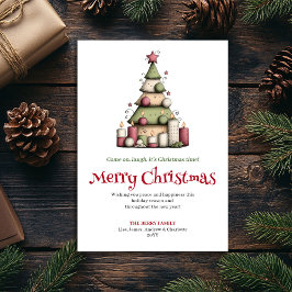 Funny editable Christmas tree greeting card Feiertagskarte