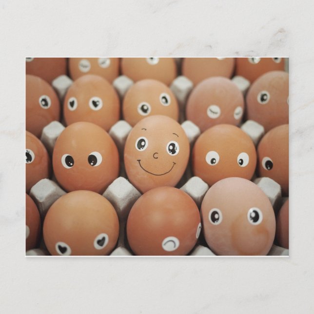 Funny Egg Faces - Frühstückspensum drucken Postkarte (Vorderseite)