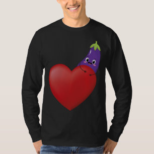 Funny Eggplant mit großem Herz Obst Gemüse Vega T-Shirt