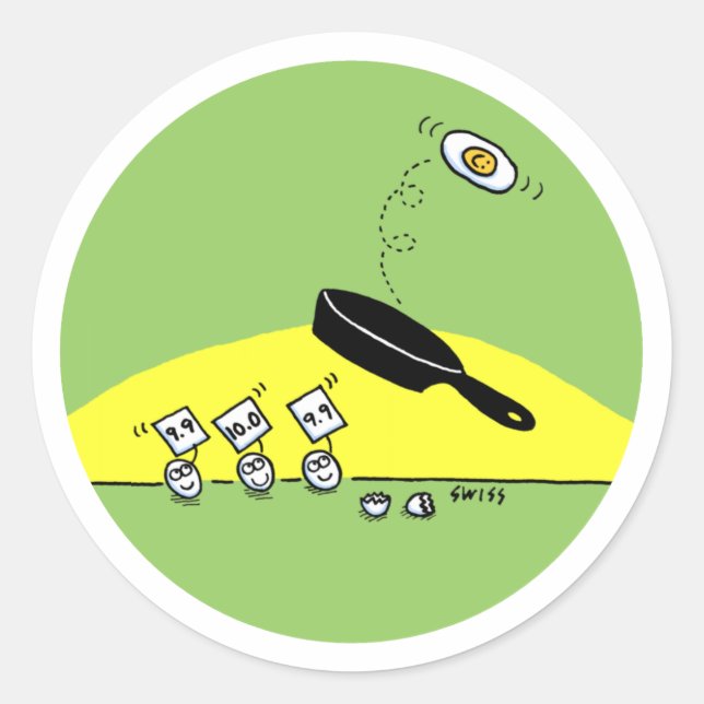 Funny Eggs beobachten Egg Gymnastik Cartoon Runder Aufkleber (Vorderseite)