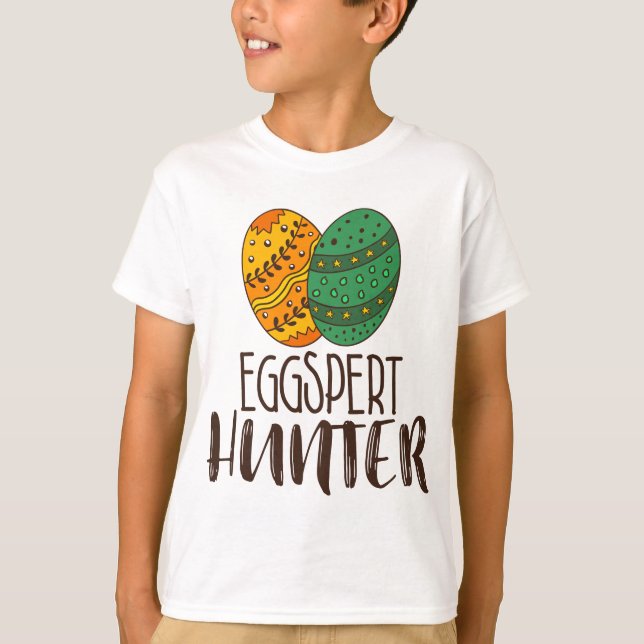 Funny Eggspert Hunter Osterfest Zitat Humorvoll T-Shirt (Vorderseite)