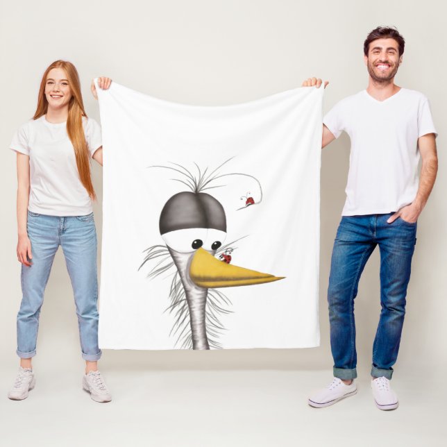 Funny Egret Cartoon Fleecedecke (Beispiel)
