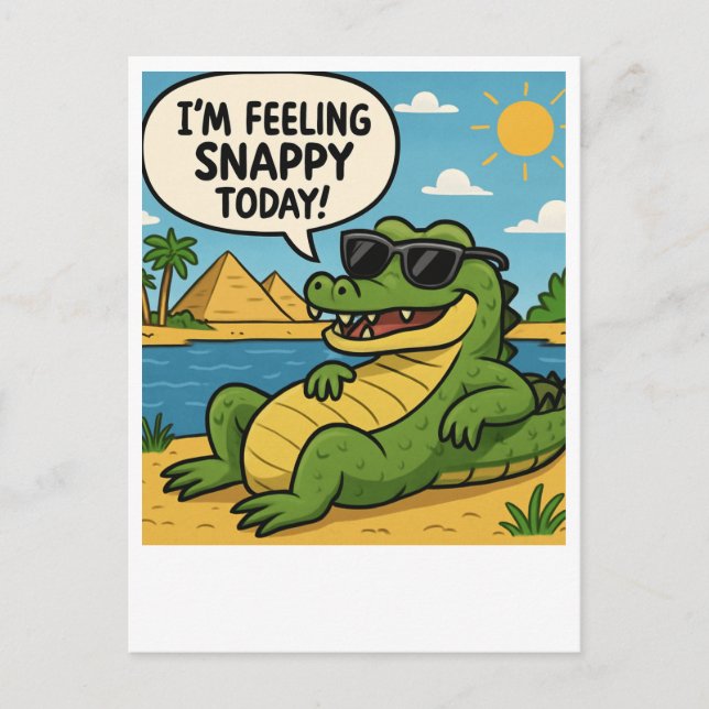 Funny Egyptian Crocodile | Snappy Nile Card Postkarte (Vorderseite)