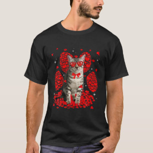Funny Egyptian Mau Cat Valentine Paw Heart Cat Lov T-Shirt
