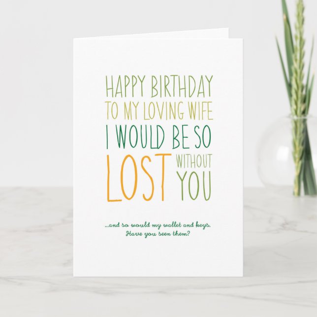 Funny Ehefrau Birthday Card Karte (Vorderseite)