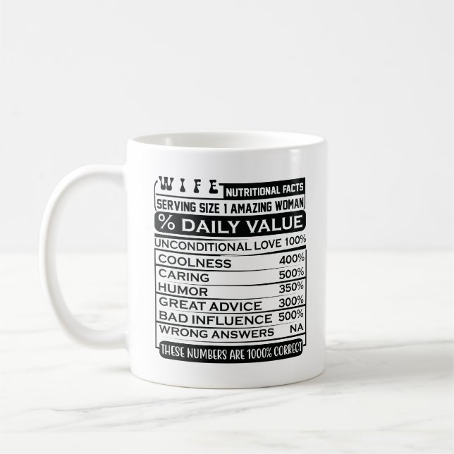 Funny Ehefrau ernährungsphysiologische Fakten Kaffeetasse (Links)