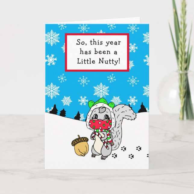 Funny Eichhörnchen Nutty Year, Weihnachten Karte (Vorderseite)