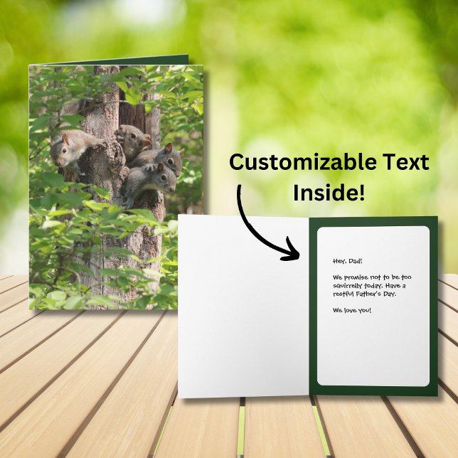 Funny Eichirrels Animal Custom Text Vatertag Karte (These cute squirrels are ready to give Dad an easy day for Father's Day. Customize your text. )