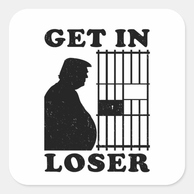 Funny Einladung Loser Trump für Gefängnisflugkarte Quadratischer Aufkleber (Vorderseite)