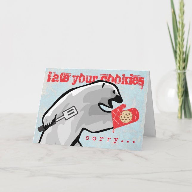 Funny Eisbär backen Kekse Weihnachtskarte Einladung (Vorderseite)