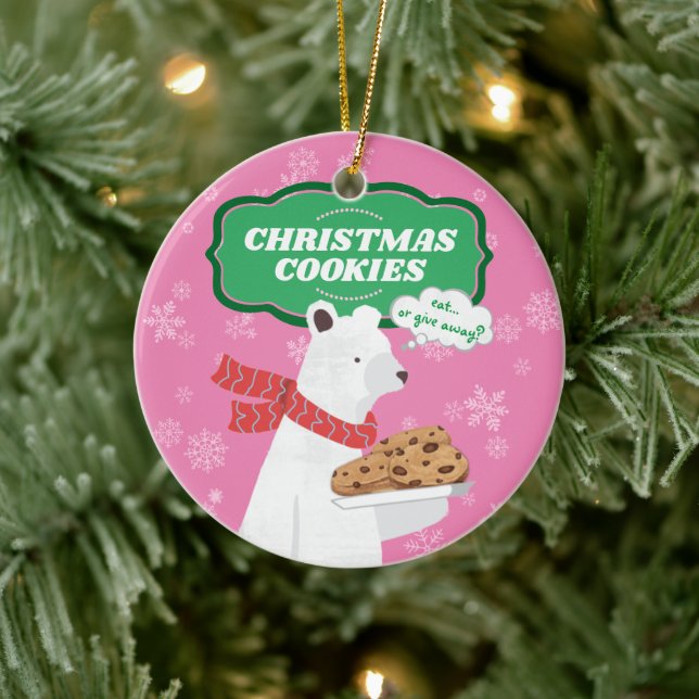 Funny Eisbär Weihnachtskekse personalisiert Keramik Ornament (Baum)