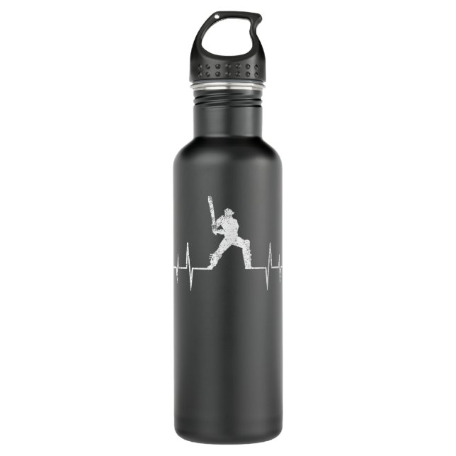 Funny EKG Cricket Game Lover spendet Coole Cricket Edelstahlflasche (Vorderseite)