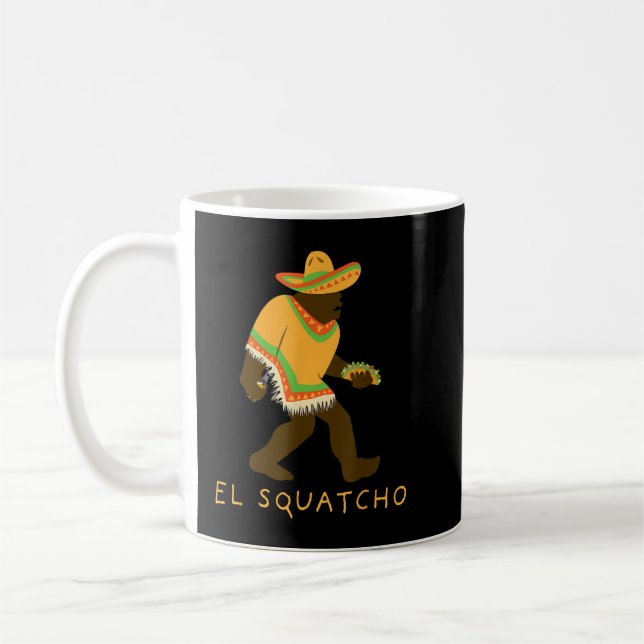 Funny El Squatcho Bigfoot mit Taco, Bier, Pacho Kaffeetasse (Links)
