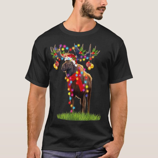 Funny Elche Weihnachtsmannmütze Rentier Weihnachts T-Shirt (Vorderseite)