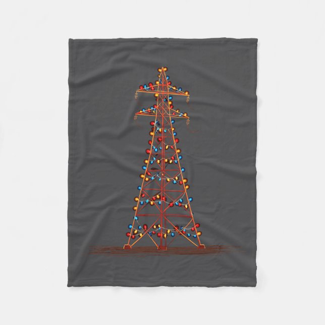 Funny Electric Pylon Christmas Graphics Lights Lov Fleecedecke (Vorderseite)