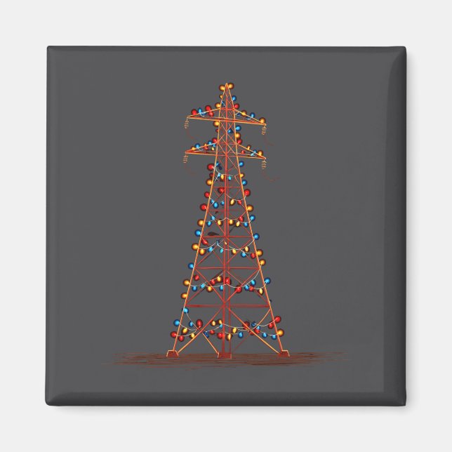 Funny Electric Pylon Christmas Graphics Lights Lov Magnet (Vorne)