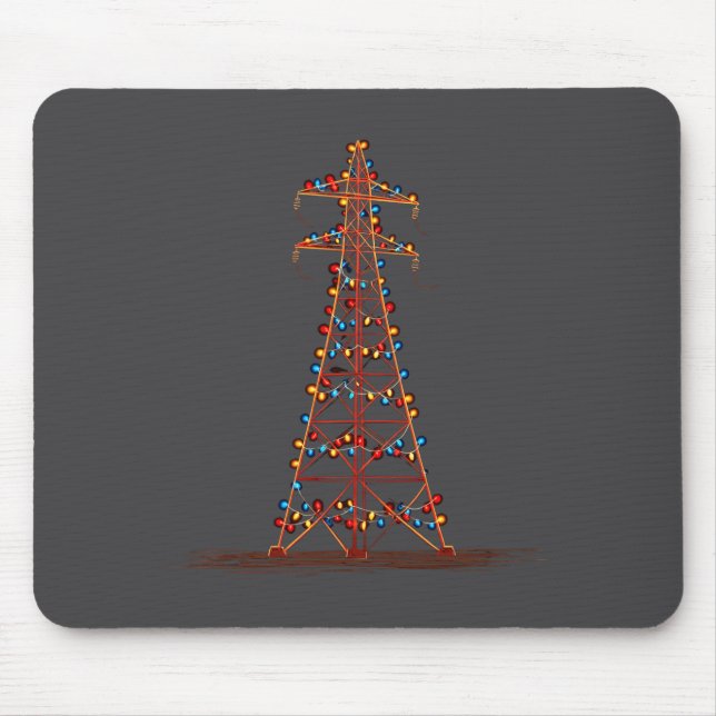 Funny Electric Pylon Christmas Graphics Lights Lov Mousepad (Vorne)