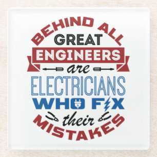 Funny Electrical Fix Mistakes Sarcastic Sprichwort Glasuntersetzer