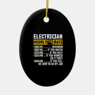 Funny Electrician Apparel, Stundenrennen Männer Keramik Ornament