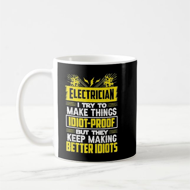Funny Electrician Art Men Vater Lineman Electronic Kaffeetasse (Links)