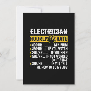 Funny Electrician Bekleidung, Stundenzahl Männer Mitteilungskarte