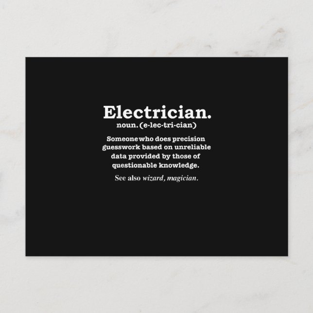 Funny Electrician Definition Abschluss Postkarte (Vorderseite)
