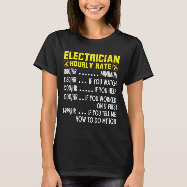 Funny Electrician Hourly Rate Pricing Chart  T-Shirt (Vorderseite)