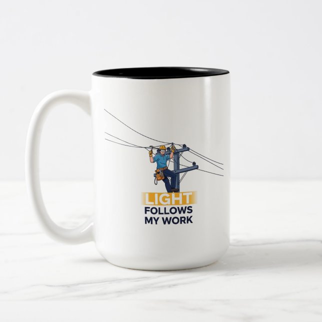 Funny Electrician Utility Worker Gift Zweifarbige Tasse (Links)