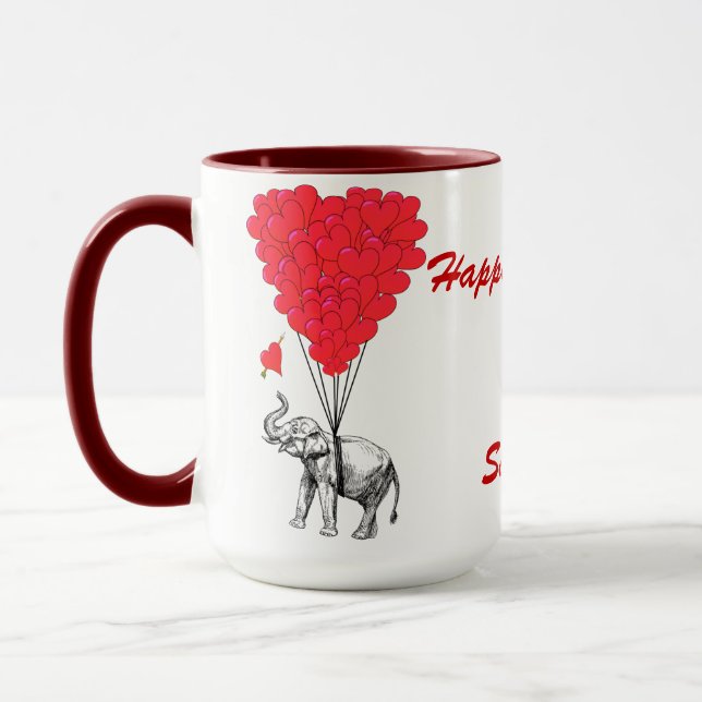 Funny Elefant Liebe Herzchen Valentines Tasse (Links)
