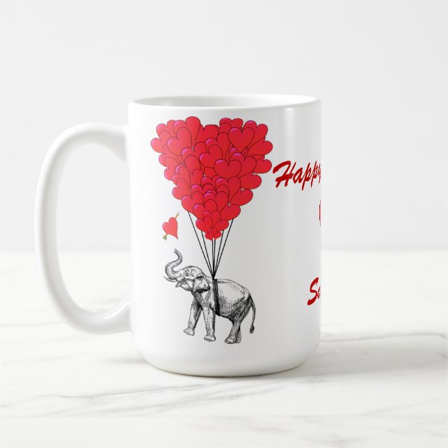 Funny Elefant Liebe Herzchen Valentines Tasse (Links)